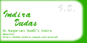 indira dudas business card